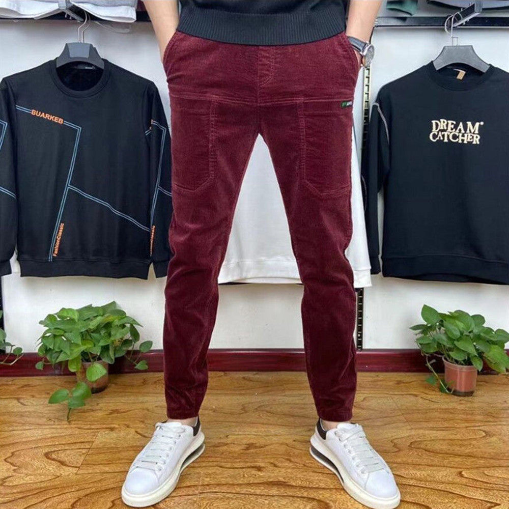 Six Pocket Velvet Casual Pants Men's Corduroy Slim Fit