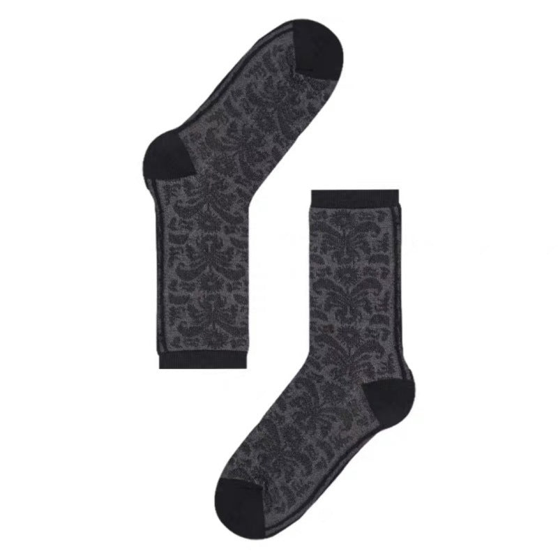 Printed Roll Grass Pattern Mid-calf Socks