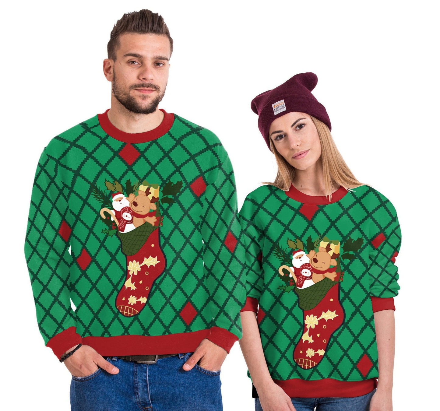 Christmas New Round Neck Sweater Casual Printed Couple Wear