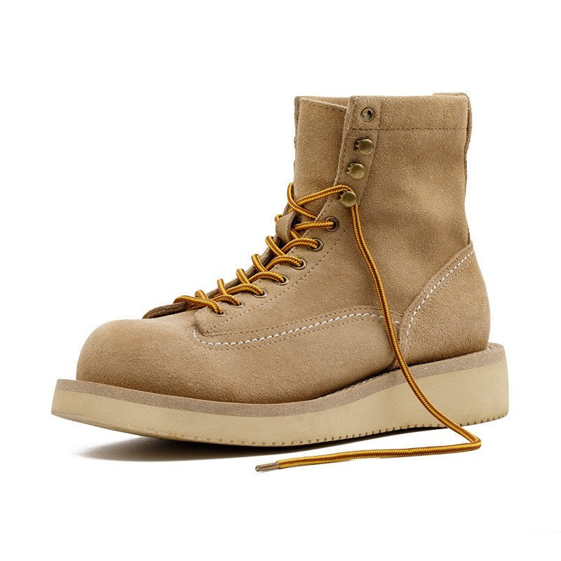 Retro American Mid-top Suede Leather Boots