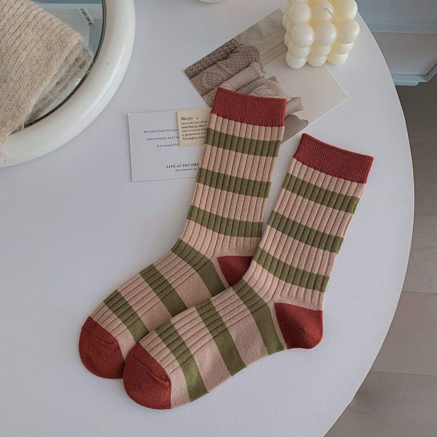 Retro Women Korean Style Warm Fleece Comfortable Skin-friendly Tube Socks