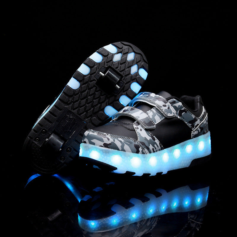 Children's Heely Walking Shoes Boys Colorful Luminous Shoes Charging Women