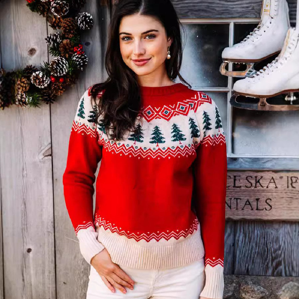 Women's Casual Christmas Tree Knitted Sweater