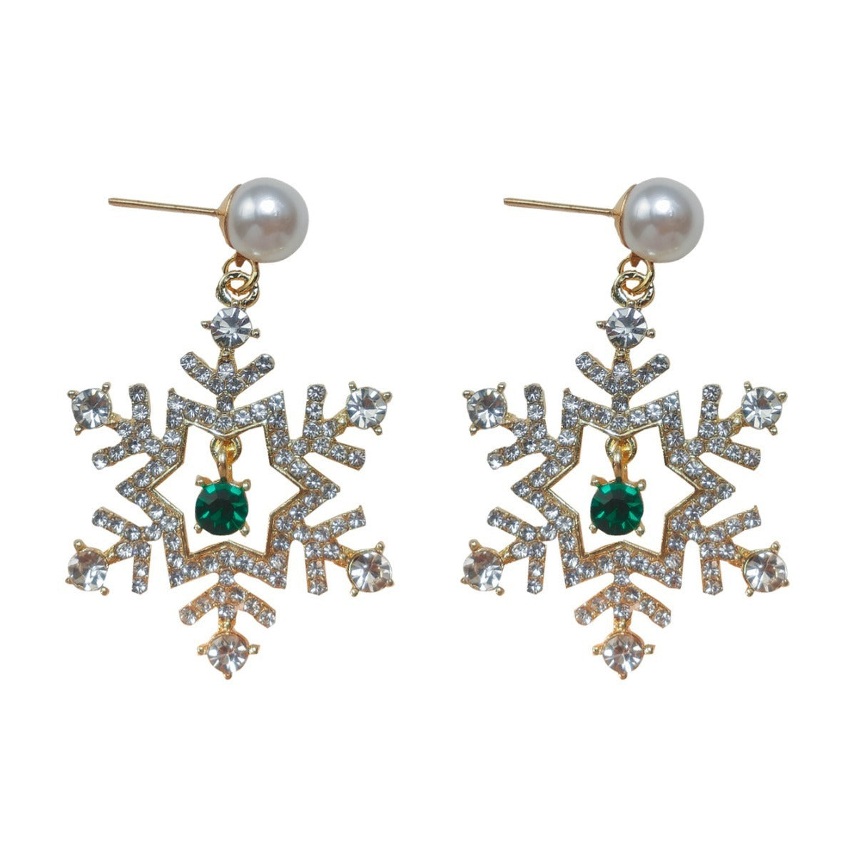 Christmas Snowflake Finely Inlaid Pendant Stud Earrings