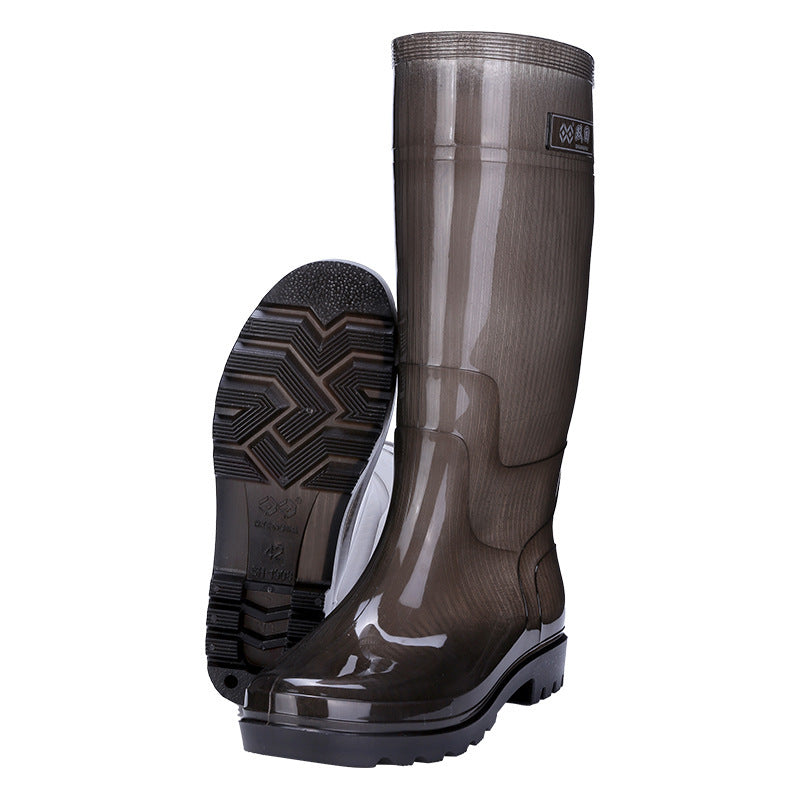 Men's Knee-high Rain Boots Non-woven Jelly Non-slip Wear-resistant Rubber Shoes