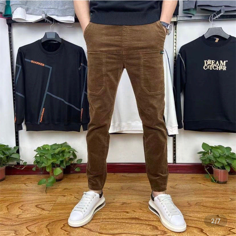 Six Pocket Velvet Casual Pants Men's Corduroy Slim Fit